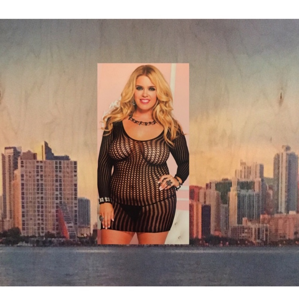 Plus Size Long sleeve Net dress